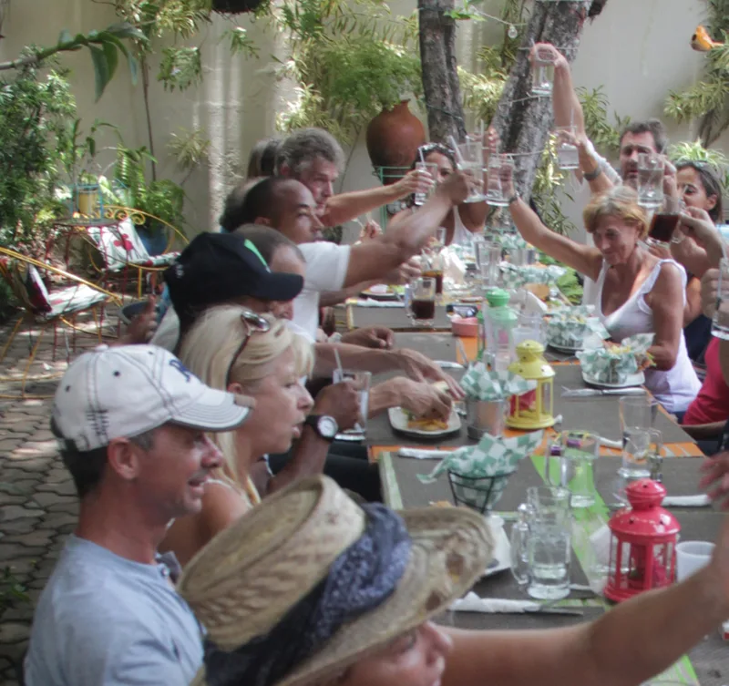Cruisers eating and drinking at Kaffe Fortaleza San Felipe
