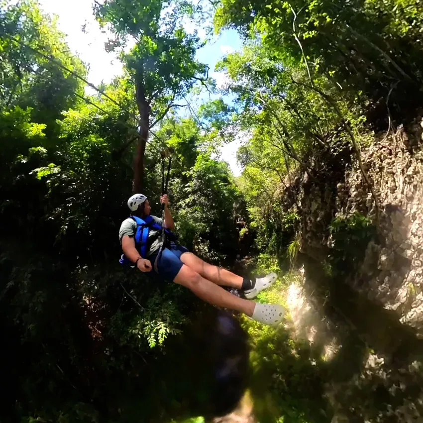 Waterfalls plus zip lines and suspension bridges